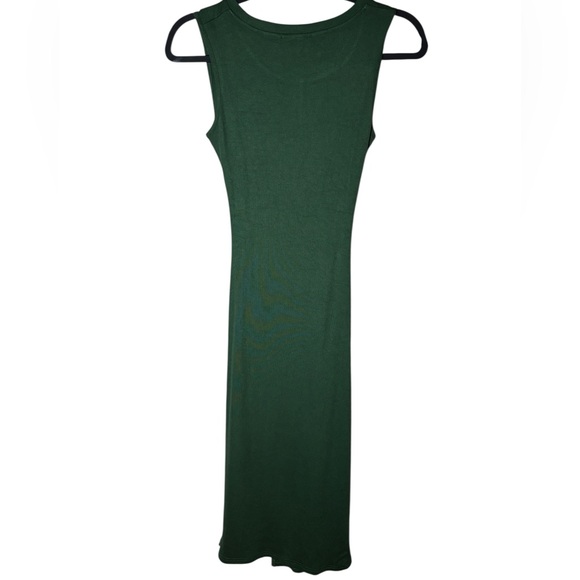 Green Ribbed Twist Front Cutout Midi Dress Size Small Bodycon Vacation - Picture 5 of 14